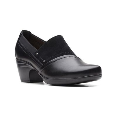 CLARKS WOMEN'S DRESS SHOE EMILY STEP BLK LEATHER