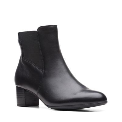 CLARKS WOMEN&#39;S DRESS BOOT LINNAE HI BLK LEATHER WIDE