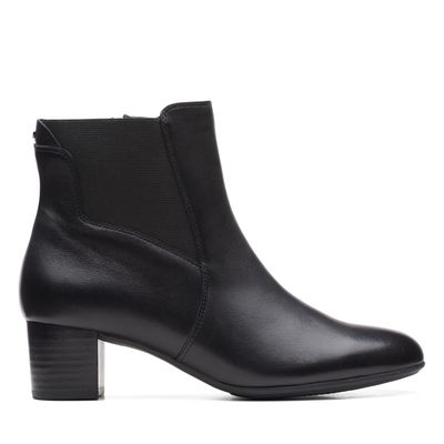 CLARKS WOMEN'S DRESS BOOT LINNAE HI BLK LEATHER WIDE