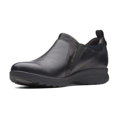 CLARKS WOMEN'S CASUAL SHOE UN ADORN ZIP BLK WIDE