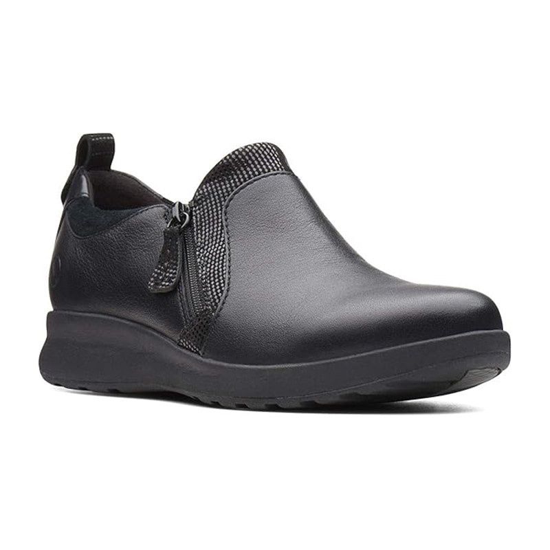 CLARKS WOMEN&#39;S CASUAL SHOE UN ADORN ZIP BLK WIDE