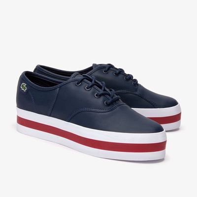 LACOSTE WOMEN'S CASUAL SHOE RENE PLATFORM 319 NVY+RED