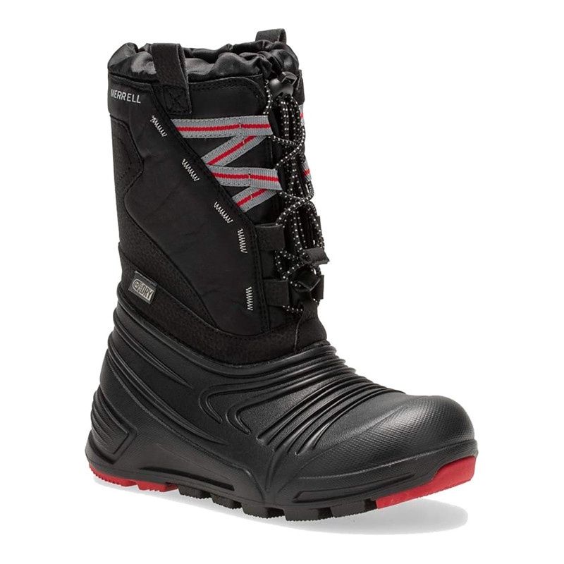 MERRELL BOY&#39;S SNOW QUEST LITE2.0 WP WINTER BOOTS BLK