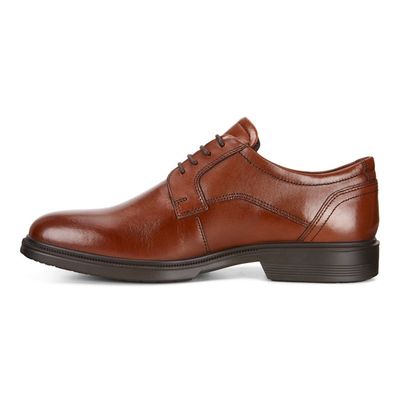 ECCO MEN'S LISBON PLAIN TOE DRESS SHOES COGNAC