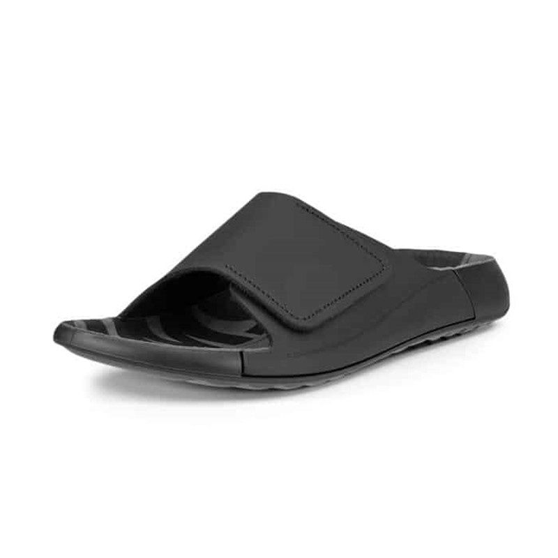 ECCO WOMEN&#39;S SANDAL COZMO ONE BAND SLIDE BRIGHT BLACK