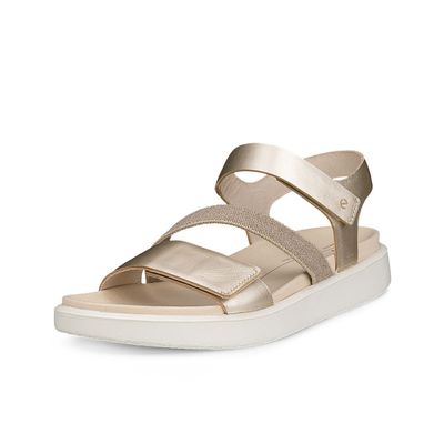 ECCO WOMEN&#39;S FLOWT LEATHER FLAT TWO-STRAP SANDAL
