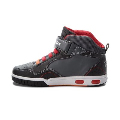 GEOX BOY'S GREGG ANKLE CASUAL BOOTS BLK/RED