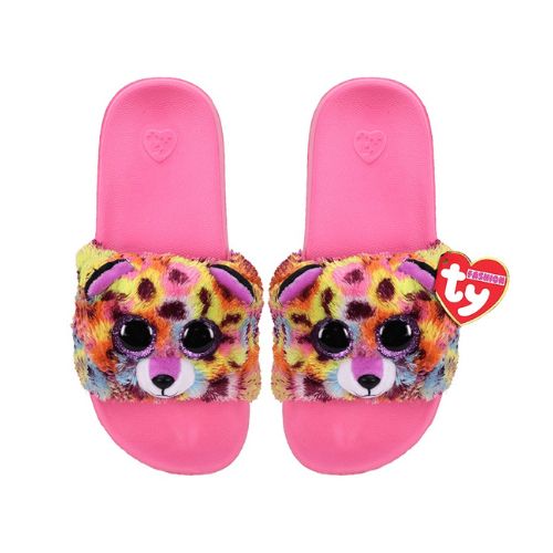 TY KID&#39;S GISELLE LEOPARD SLIDES, Size: S