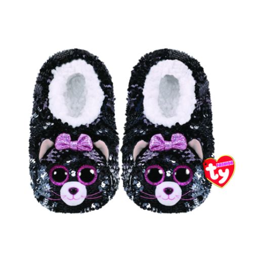 TY KID&#39;S KIKI CAT SEQUIN SLIPPERS, Size: ONE SIZE