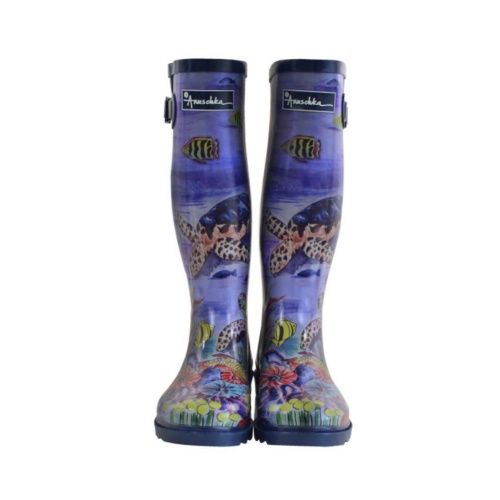 ANUSCHKA WOMEN&#39;S TALL RAIN BOOT OCREAN TREASURES, Size: 6(US)