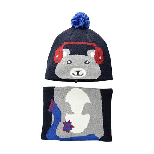 COLUMBIA KID&#39;S WINTER HAT SNOW MORE SET-GREY BEAR, Size: S(US)