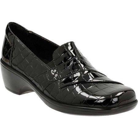 CLARKS WOMEN&#39;S CASUAL SHOE MAY MARIGOLD BLK PATENT, Size: 7.5(US)