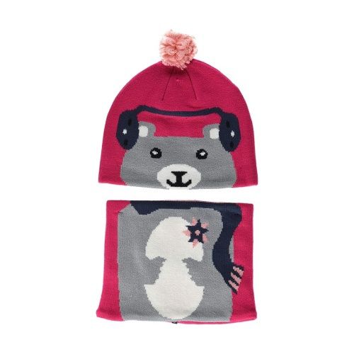 COLUMBIA KID&#39;S WINTER HAT SNOW MORE SET-PURPLE BEAR, Size: S(US)