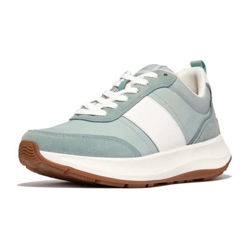 FITFLOP WOMEN&#39;S F-MODE FLOW LEATHER/SUEDE FLATFORM ATHLETIC SHOES BLUE, Size: 6(US)