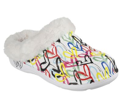 SKECHERS WOMEN'S JGOLDCROWN: FOAMIES COZY CAMPER - COZY HEARTS SLIPPER