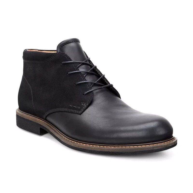 ECCO MEN&#39;S FINDLAY ANKLE DRESS BOOTS BLK, Size: 40(EU)