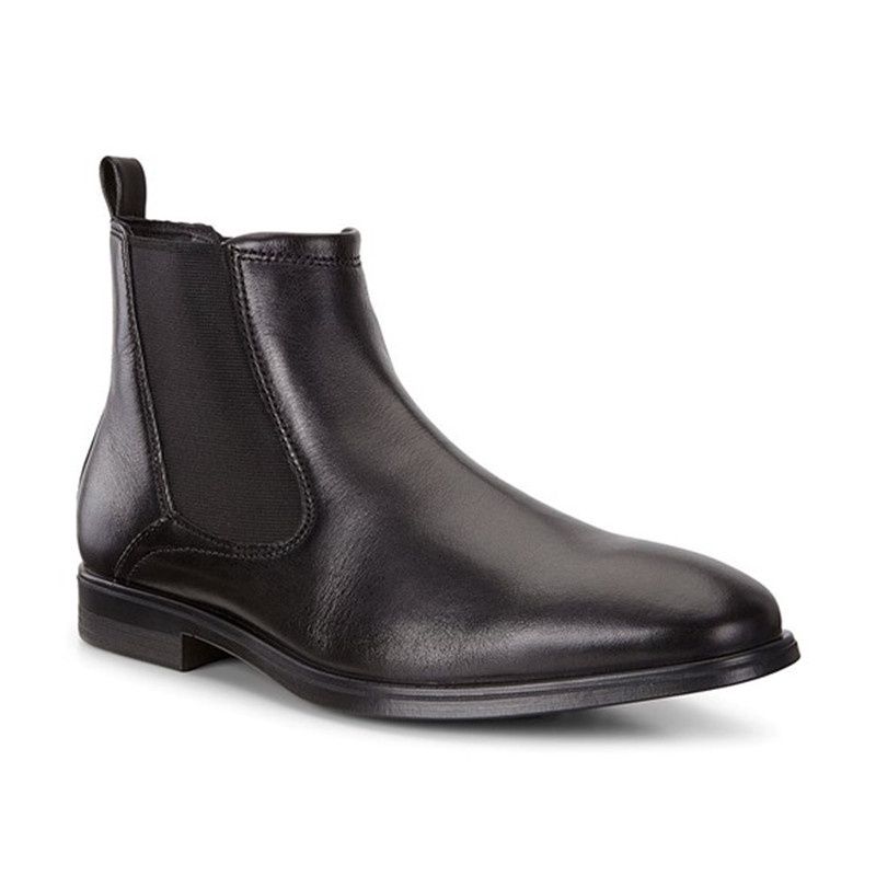 ECCO MEN&#39;S MELBOURNE ANKLE DRESS BOOTS BLK, Size: 46(EU)