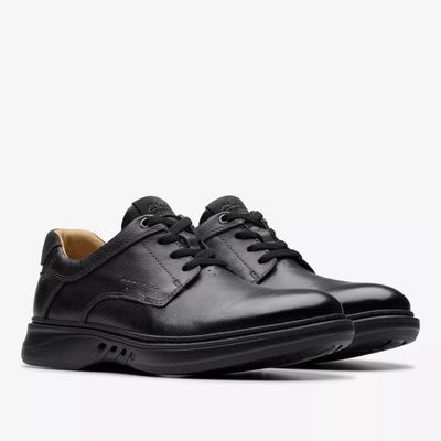 CLARKS MEN'S UN BRILEY PACE BLACK LEATHER DRESS SHOES