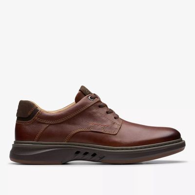 CLARKS MEN'S UN BRILEY PACE TAN LEATHER DRESS SHOES
