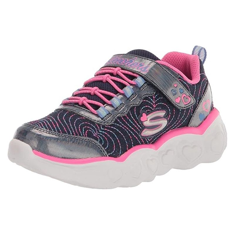 SKECHERS BOY&#39;S CASUAL SHOE FOREVER HEARTS NAVI/MULTI CASUAL SHOES, Size: 1 Kid(US)