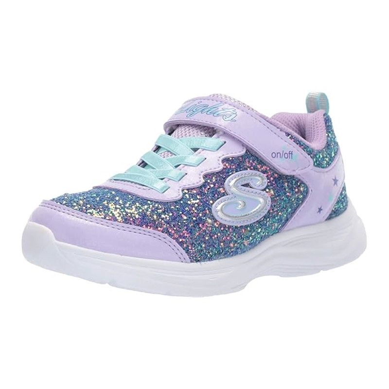 SKECHERS GIRL&#39;S LIGHTS:GLITTER N&#39;GLOW CASUAL SHOES, Size: 4 Kid(US)