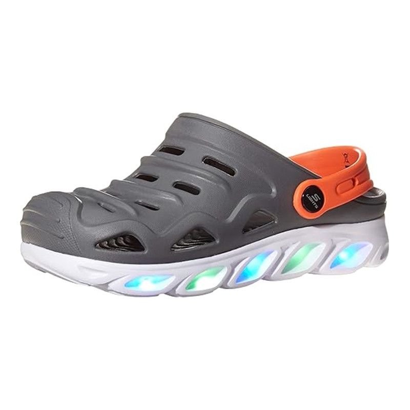 SKECHERS BOY&#39;S HYPNO SPLASH RAZDER CHAR SANDAL, Size: 1 Kid(US)