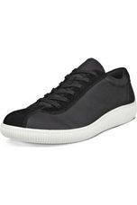 ECCO MEN&#39;S SOFT ZERO LEATHER SNEAKER BLACK ON WHITE, Size: 43(EU)