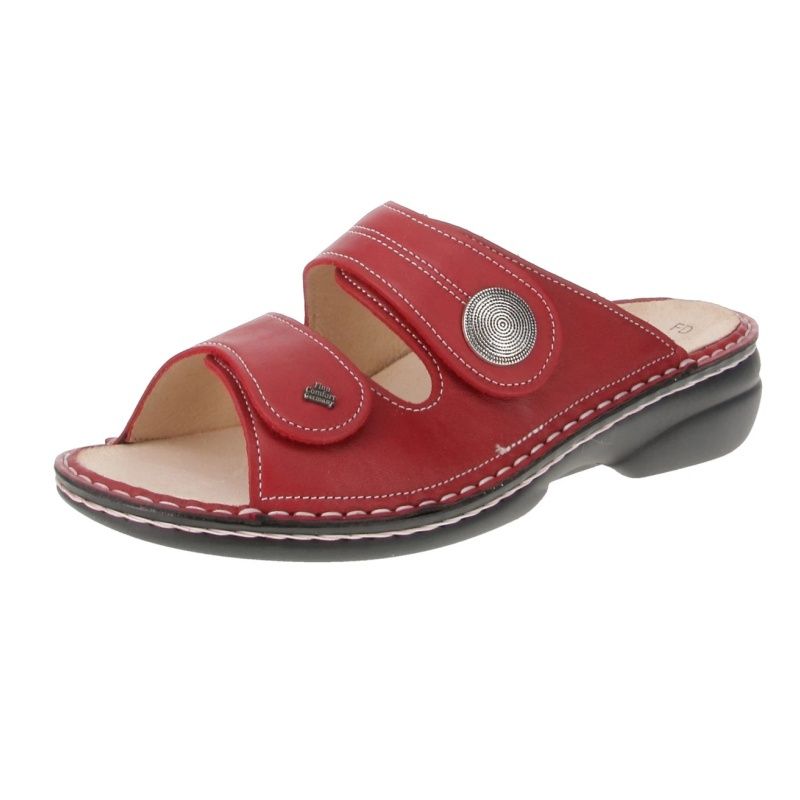 FINN COMFORT WOMEN&#39;S SANSIBAR  LEATHER SANDALS RED