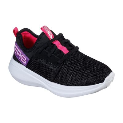 SKECHERS GIRL&#39;S GO RUN FAST-VALOR BLACK PURPLE CASUAL SHOES