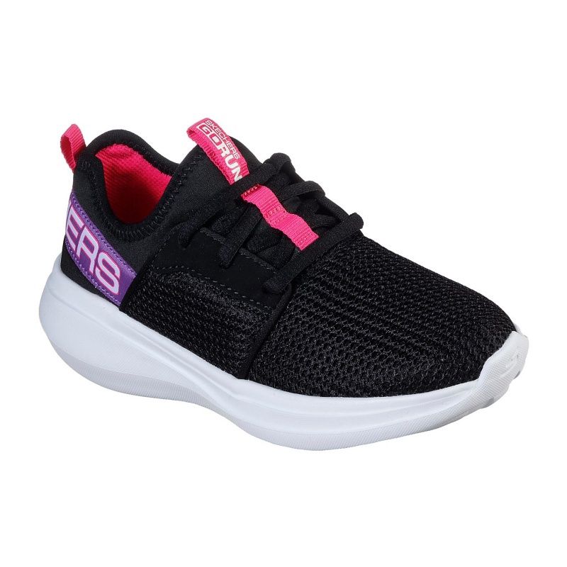 SKECHERS GIRL&#39;S GO RUN FAST-VALOR BLACK PURPLE CASUAL SHOES, Size: 1 Kid(US)