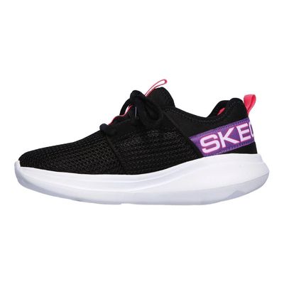 SKECHERS GIRL'S GO RUN FAST-VALOR BLACK PURPLE CASUAL SHOES