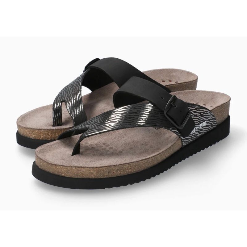 MEPHISTO WOMEN&#39;S HELEN MIX SANDAL BLK ZEBRA, Size: 6(US)