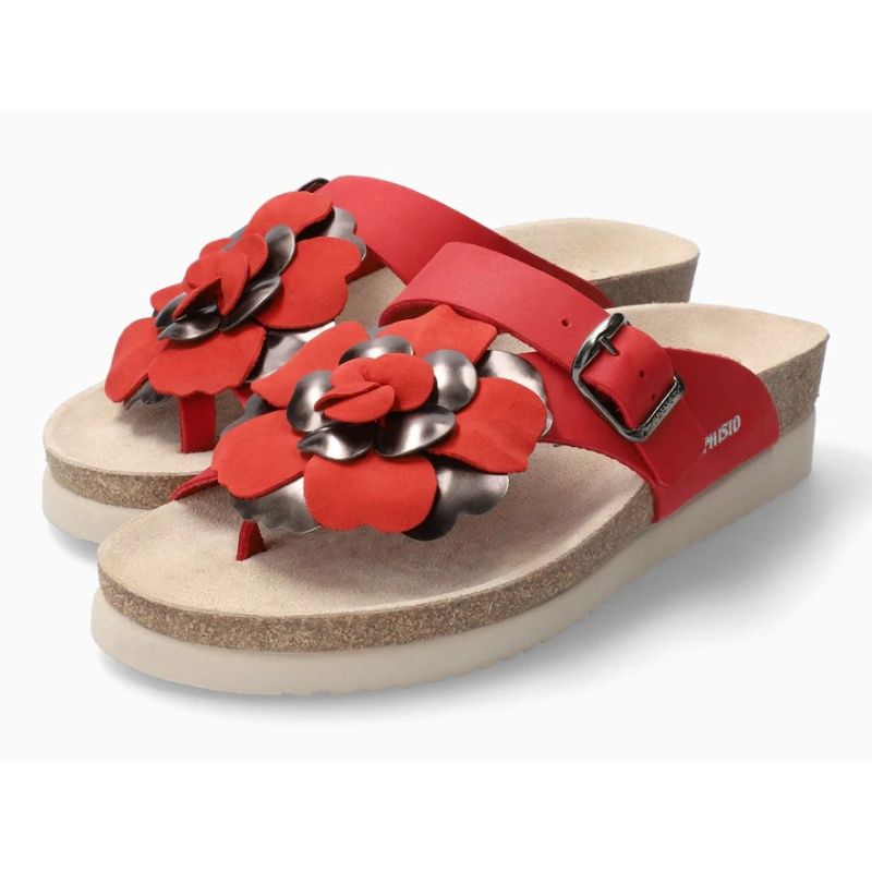 MEPHISTO WOMEN&#39;S HELEN FLOWER SANDAL RED, Size: 6(US)