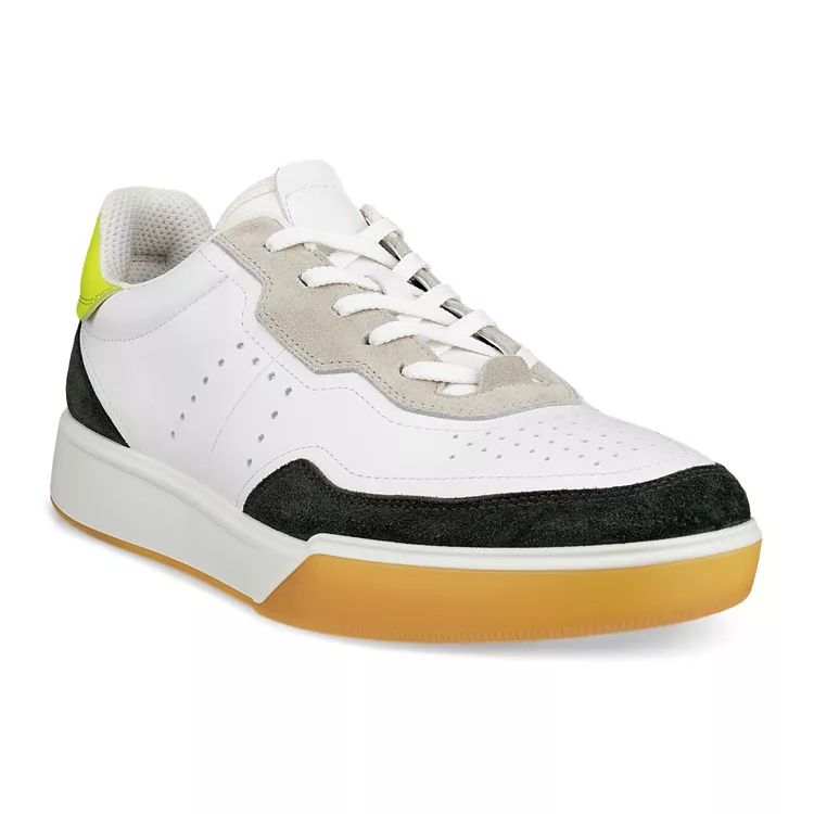 ECCO MEN&#39;S STREET COURT LEATHER SNEAKER WHITE