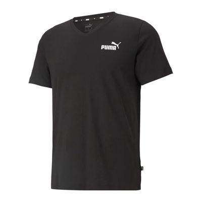 PUMA MEN'S ESS+V NECK T-SHIRT COTTON BLK