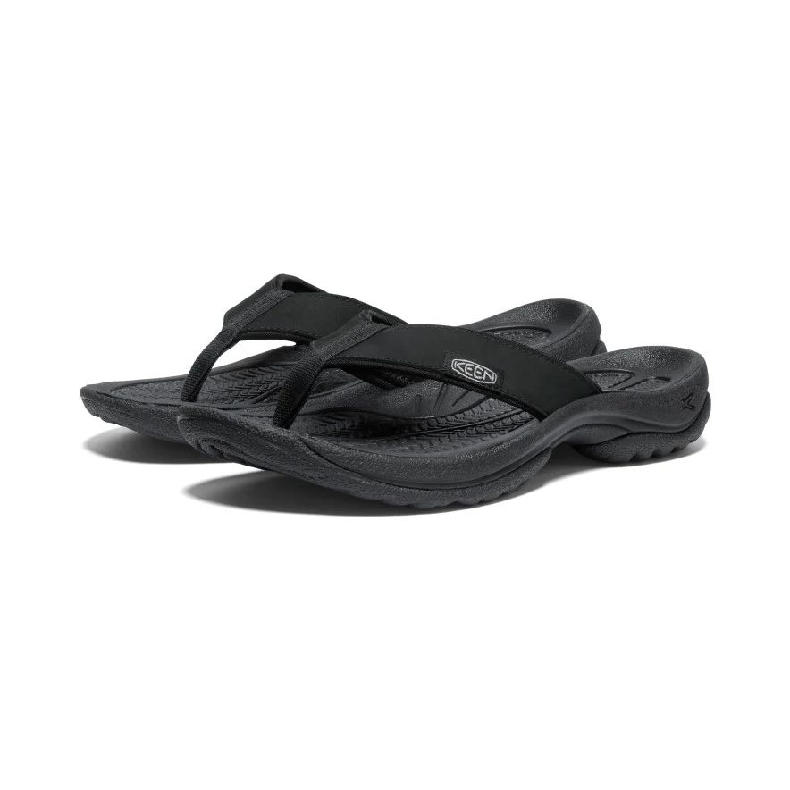 KEEN WOMEN&#39;S KONA LEATHER FLIP-FLOP SANDAL BLACK