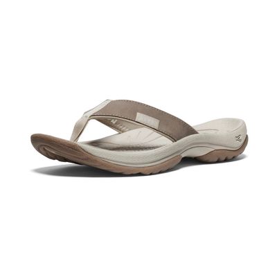 KEEN WOMEN'S KONA LEATHER FLIP-FLOP SANDAL SILVER BIRCH