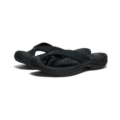 KEEN MEN&#39;S WAIMEA LEATHER FLIP-FLOP BLACK