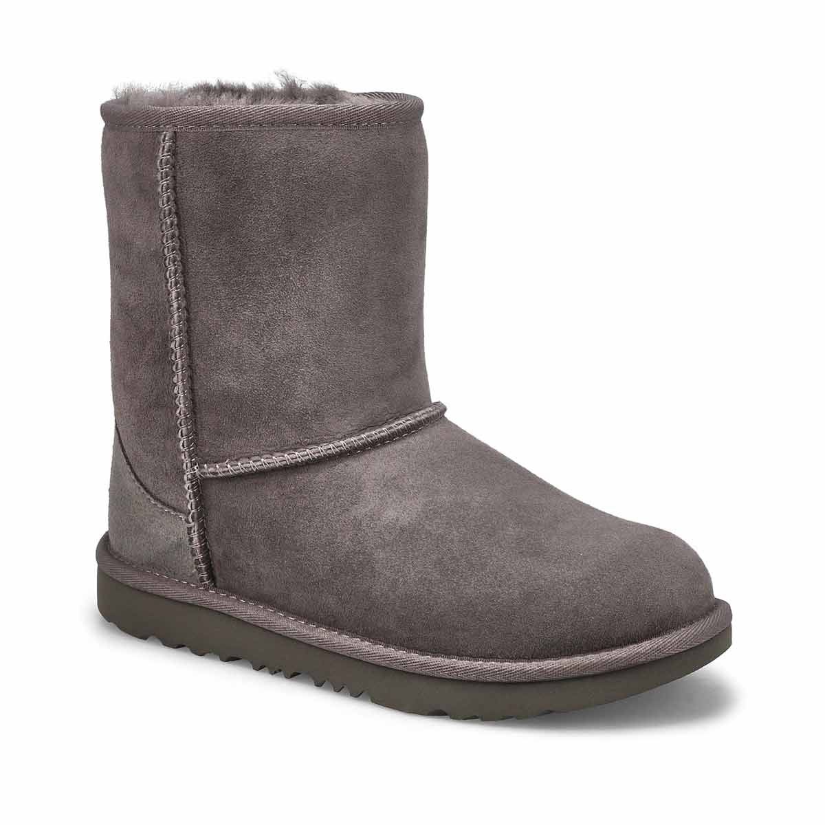 UGG GIRL&#39;S WINTER BOOTS CLASSIC SHORT GREY, Size: 6 Kid(US)