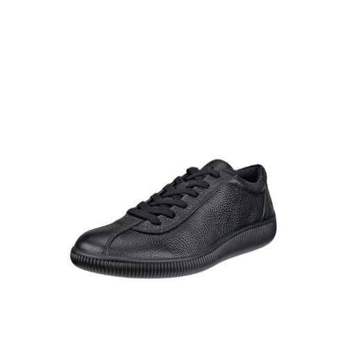 ECCO MEN&#39;S SOFT ZERO LEATHER SNEAKER BLACK