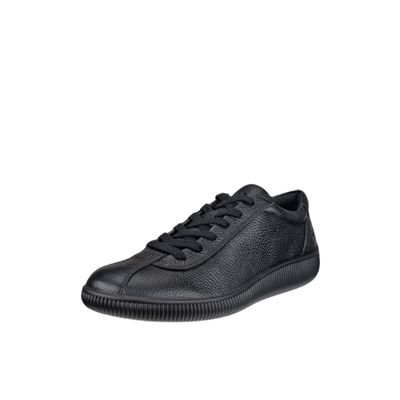 ECCO MEN&#39;S SOFT ZERO LEATHER SNEAKER BLACK