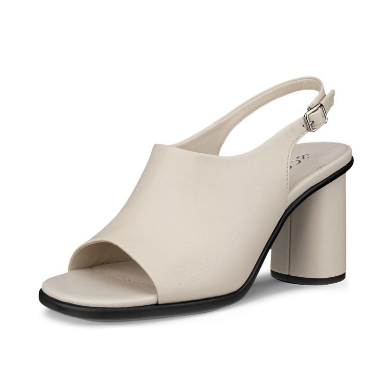 ECCO WOMEN&#39;S SCULPTED ALBA 65 LEATHER SLINGBACK HEEL SANDAL BEIGE