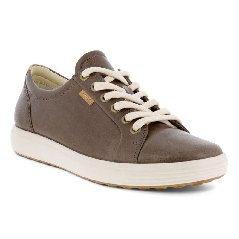 ECCO SOFT 7 WOMEN&#39;S LEATHER SNEAKER BRN, Size: 35(EU)