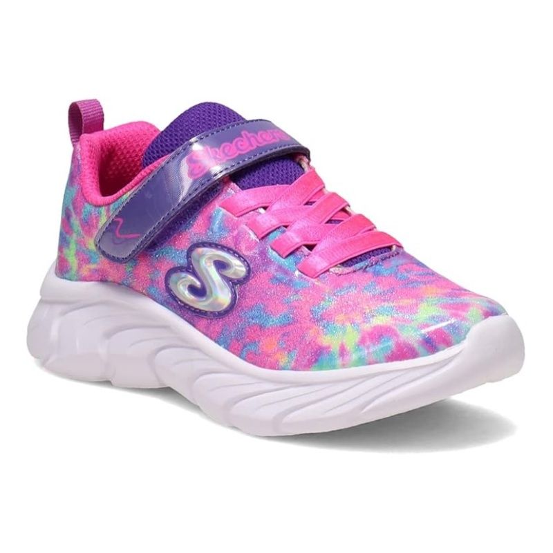 SKECHERS GIRL&#39;S DYNAMIC DASH VIVID PAINT PINK MULTI CASUAL SHOES, Size: 1 Kid(US)