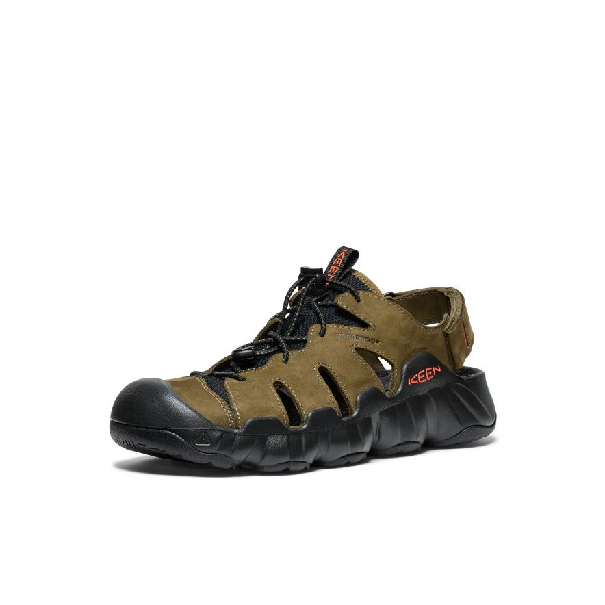 KEEN MEN&#39;S HYPERPORT FISHERMAN LEATHER SANDAL DARK OLIVE
