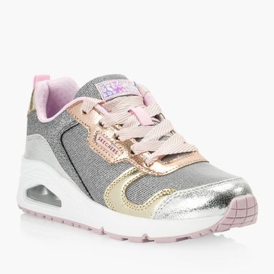 SKECHERS GIRL&#39;S UNO METALLIC REMIX CASUAL SHOE