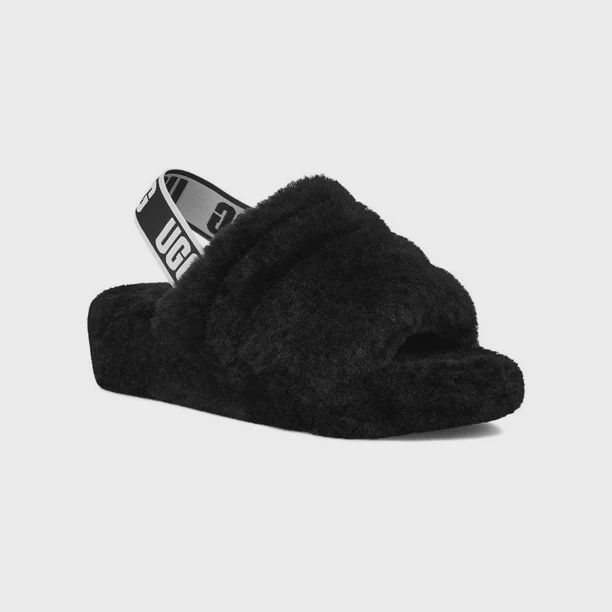 UGG WOMEN&#39;S SLIPPERS FLUFF YEAH SLIDE BLK, Size: 6(US)
