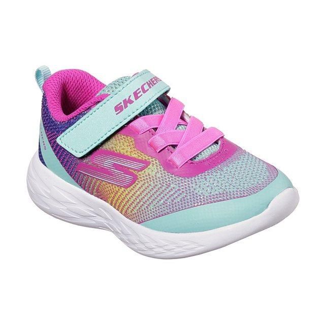 SKECHERS GIRL&#39;S TODDLERS GO RUN DAZZLE STRIDES TURQOUISE ATHLETIC SHOE, Size: 5 Baby(US)
