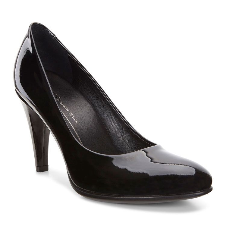 ECCO WOMEN&#39;S DRESS SHOE PUMP SHAPE 75 SLEEK BLK PATENT, Size: 38(EU)