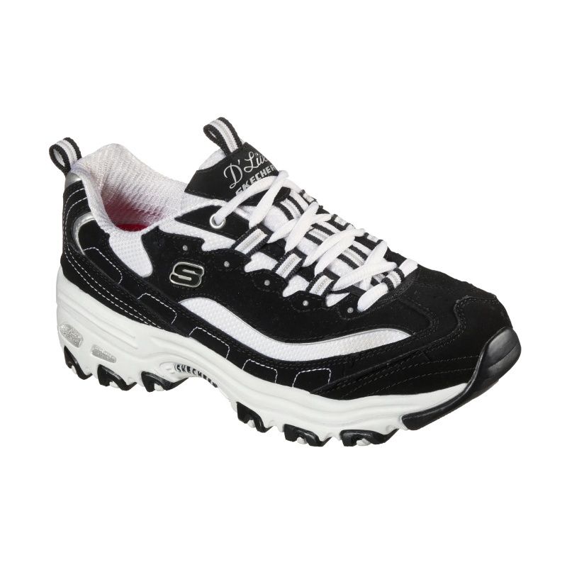 SKECHERS WOMEN&#39;S D&#39;LITES - BIGGEST FAN BLACK CASUAL SHOES, Size: 5(US)